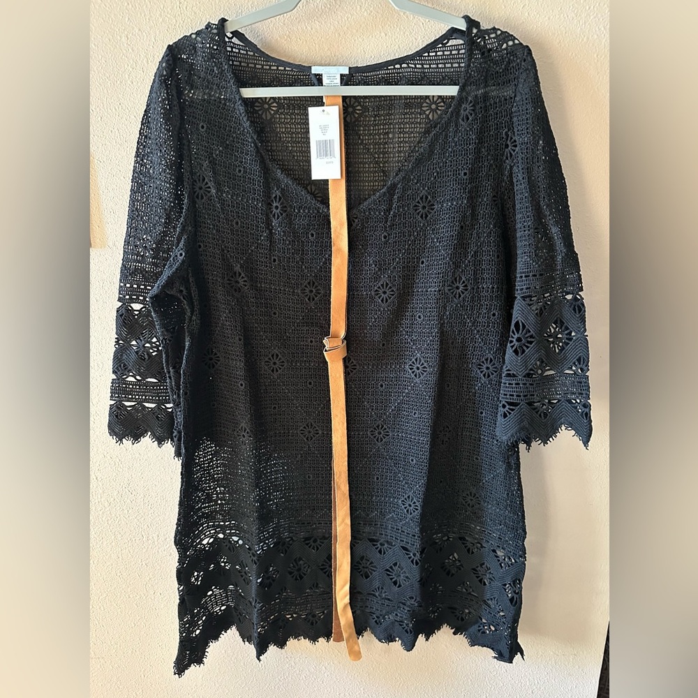 Eberjey Havanera Georgia Dress/Cover Up with Faux Leather Wrap Belt - NWT